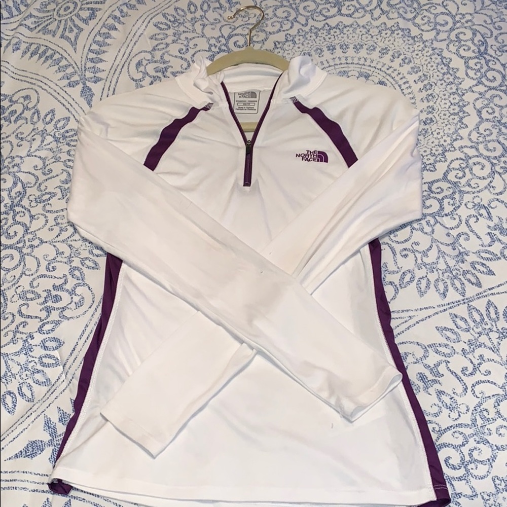 White & purple North Face Quarter Zip